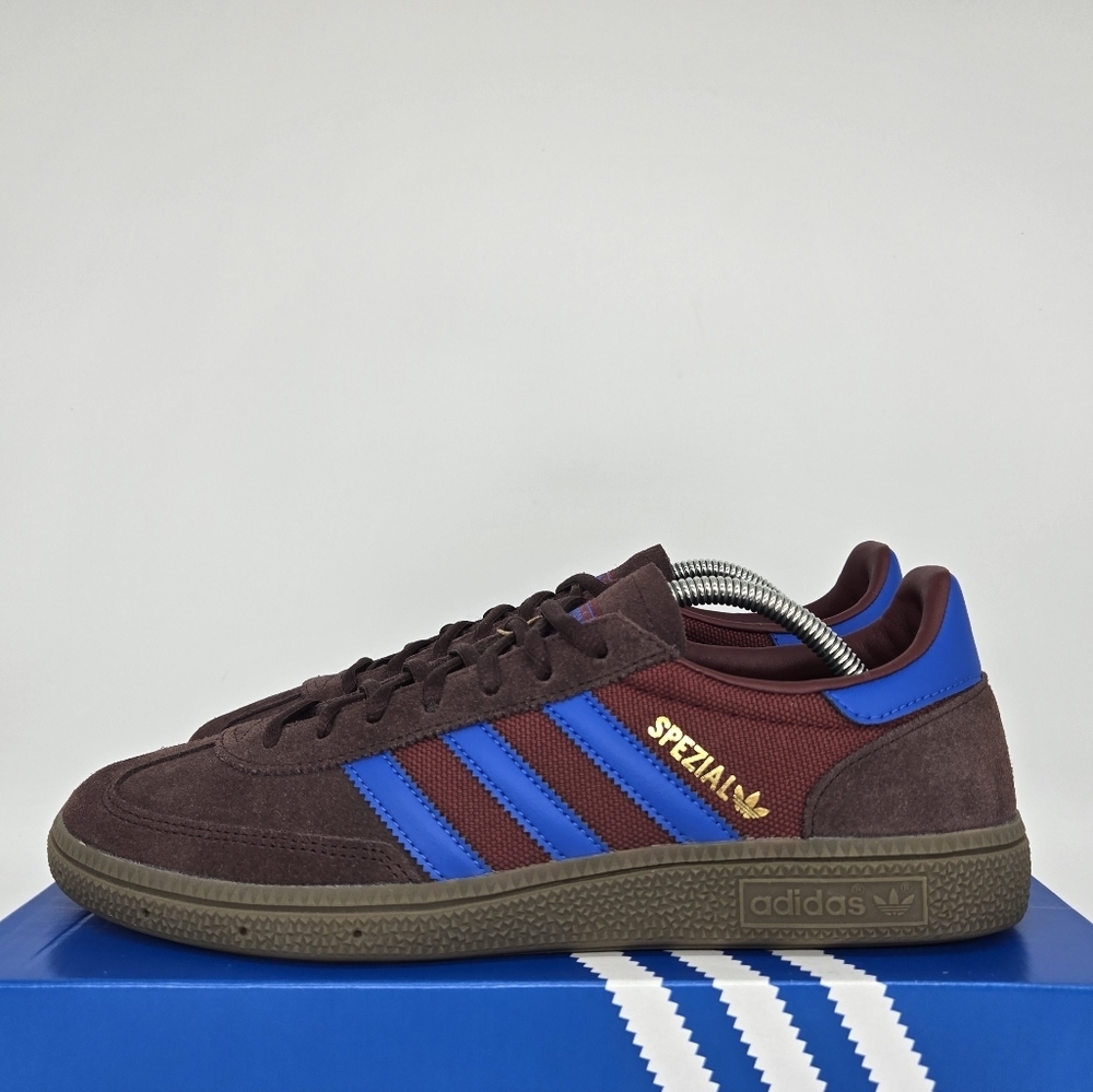 adidas Spezial Maroon Suede Sneakers with Blue Stripes